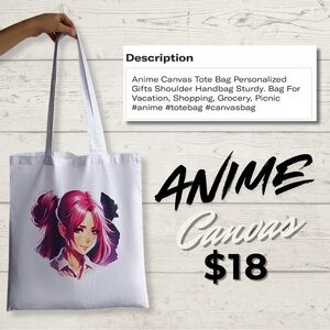 Anime Canvas Tote Bag - White